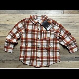 *NWT* Okie Dokie -Boys Sz 24 Months Plaid Button Down Shirt Long-Sleeve MSRP $22